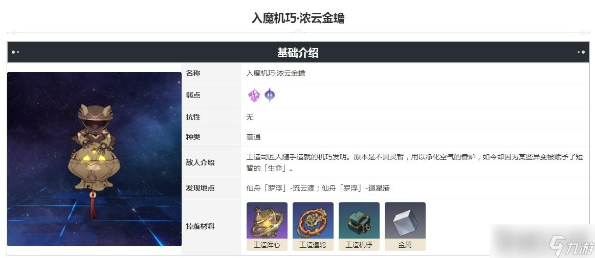 《崩坏：星穹铁道》入魔机巧浓云金蟾掉落材料一览