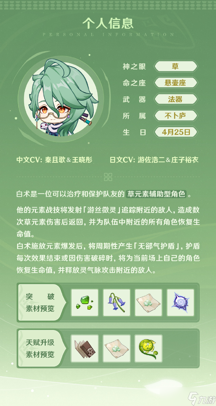 《原神》3.6新角色白术详细介绍