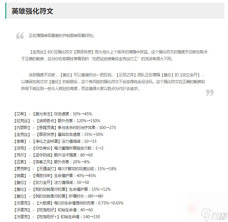 《云顶之弈》13.9版本正式服英雄强化符文改动一览