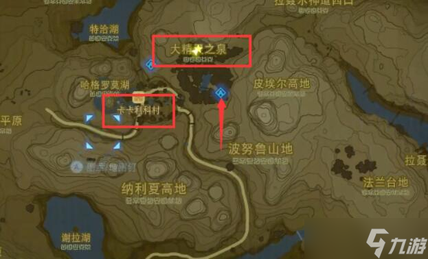 塞尔达王国之泪4个大精灵之泉位置