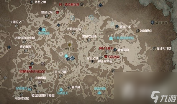 《暗黑破坏神4》2-5章地图传送点、祭坛与威能副本位置标注