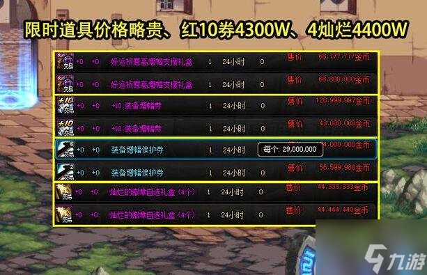 DNF周年庆拍卖道具多少钱 15周年庆拍卖道具物价介绍