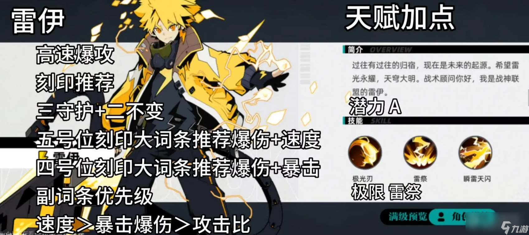 赛尔计划雷伊刻印怎么搭配