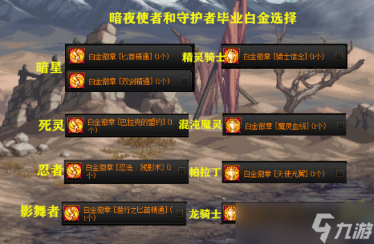DNF全职业角色毕业白金徽章一览