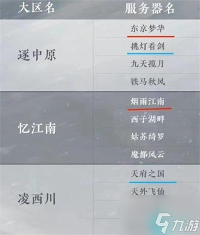 逆水寒手游区服列表有哪些-逆水寒手游区服列表一览