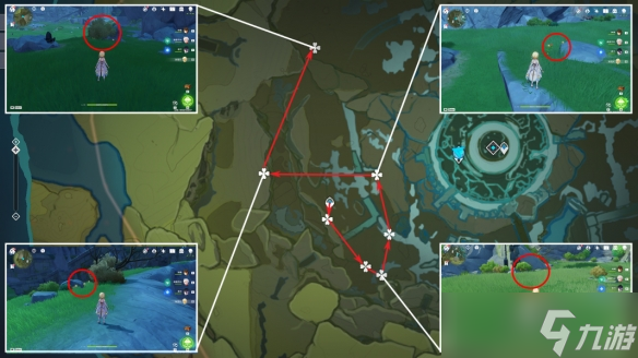 《原神》风车菊分布图 3.8风车菊收集路线