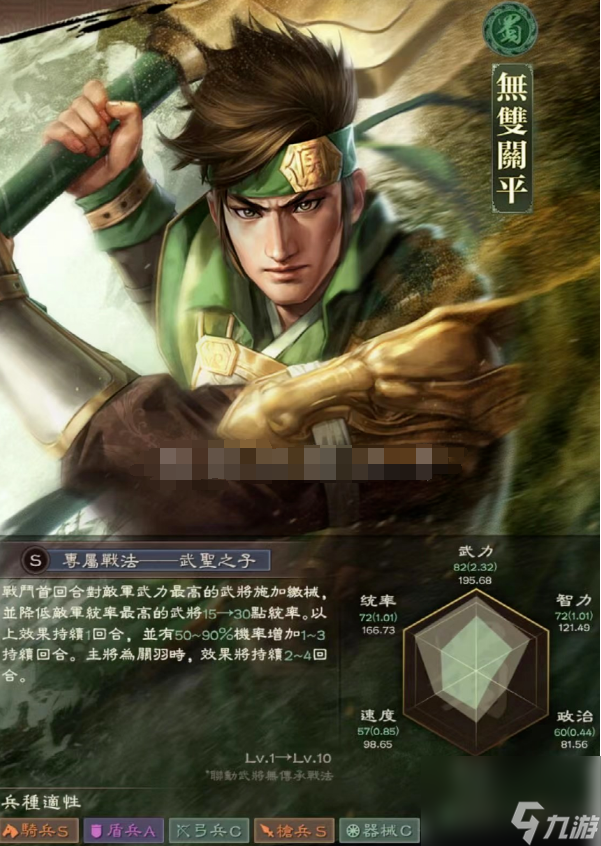三国志战略版无双关平强度如何