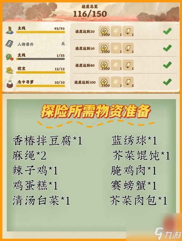 《桃源深处有人家》歧路之畔探险攻略 歧路之畔所需物资一览