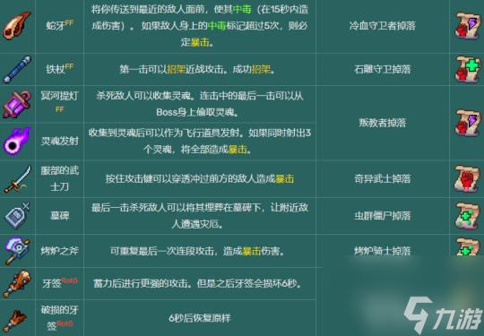 死亡细胞武器图鉴与获得方式是什么样的？