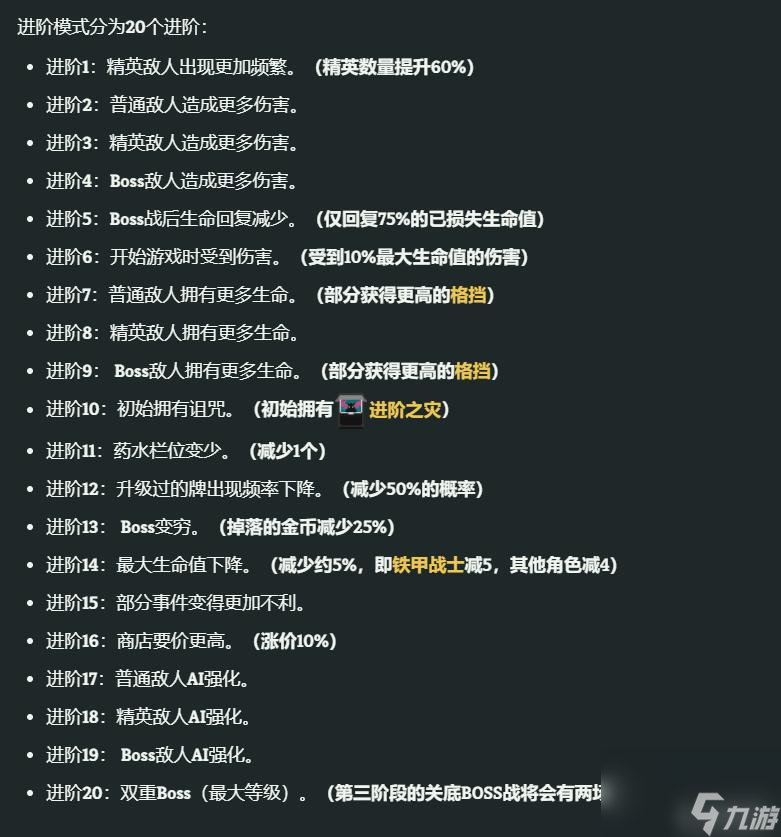 杀戮尖塔进阶1-20规则是啥 