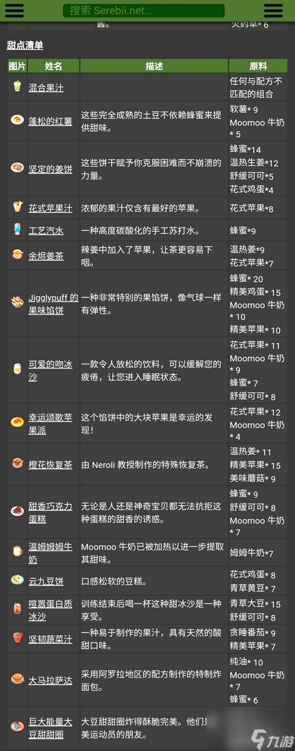 宝可梦sleep食谱有哪些-宝可梦sleep食谱大全