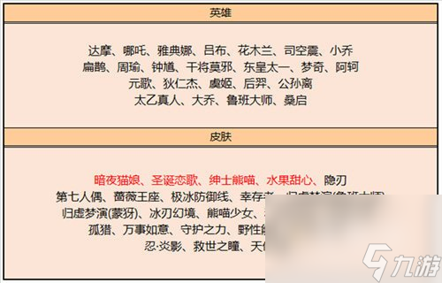 《王者榮耀》2023年新皮膚匯總大全