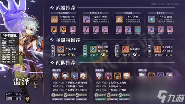 原神雷泽武器推荐介绍