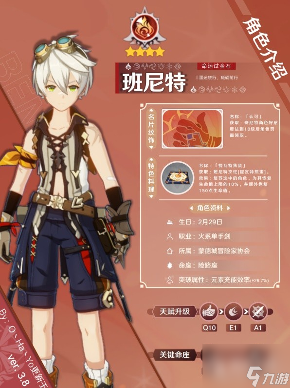 原神3.8版班尼特出装与阵容搭配指南