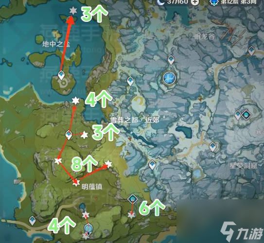 原神游戏夜泊石在地图哪里
