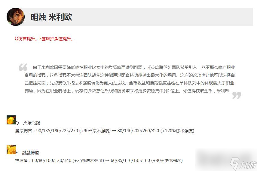《英雄联盟》13.16版本正式服米利欧加强一览