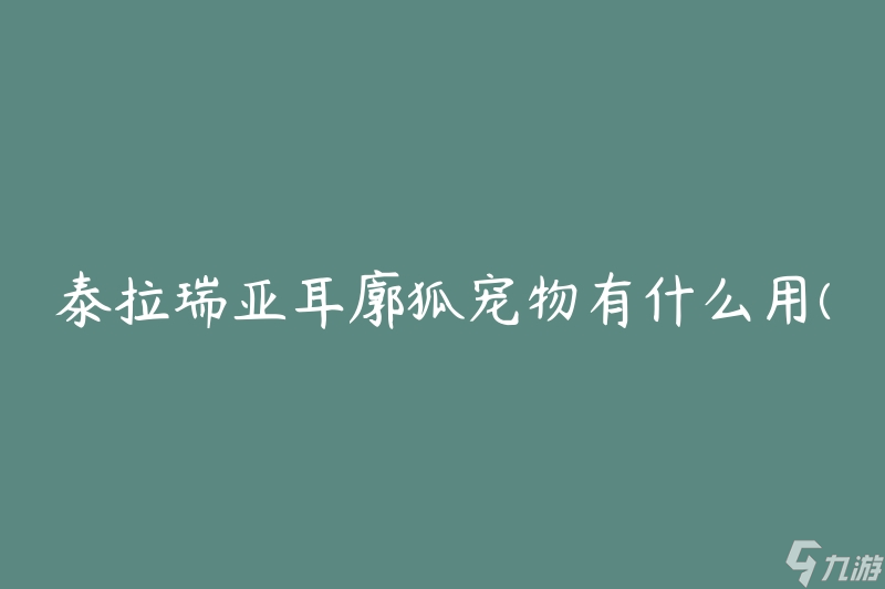 泰拉瑞亚耳廓狐宠物有什么用(能为玩家带来哪些好处)