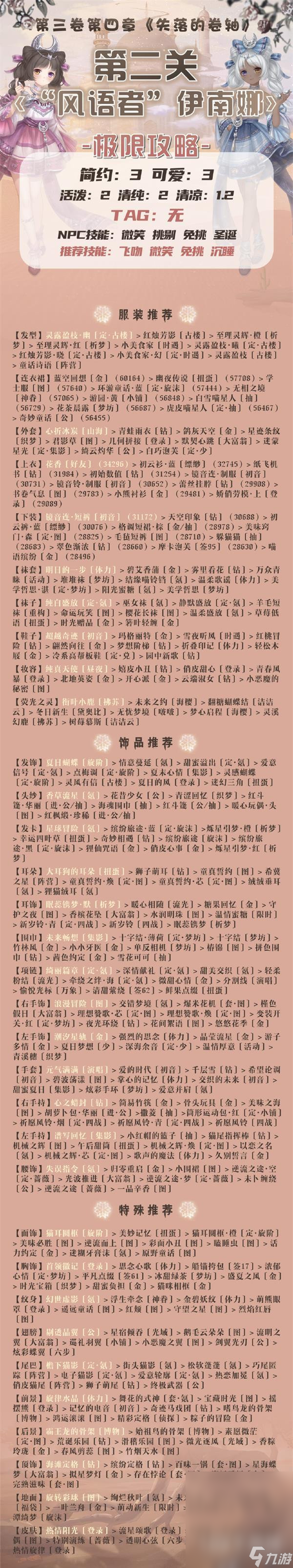 奇迹暖暖风语者伊南娜高分搭配攻略