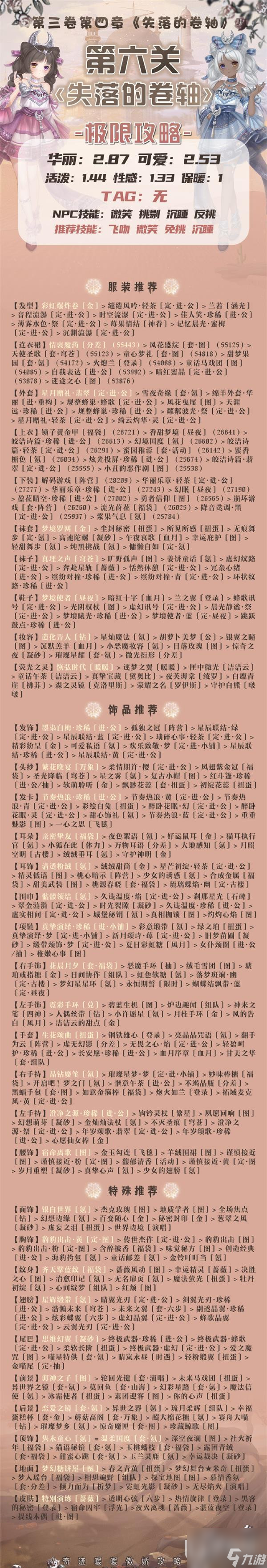 《奇迹暖暖》失落的卷轴高分搭配攻略