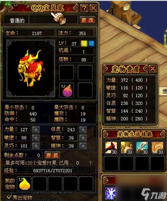 QQ自由幻想宠物资质水平是什么样的