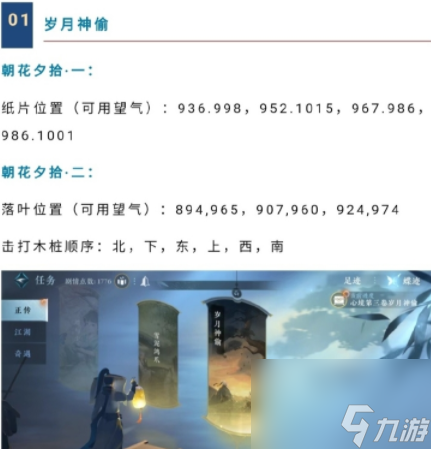逆水寒手游朝花夕拾一纸片位置