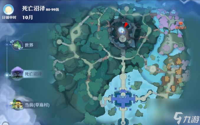 梦幻新诛仙的死亡沼泽探灵地图详细位置在哪？ （梦幻新诛仙探灵位置）