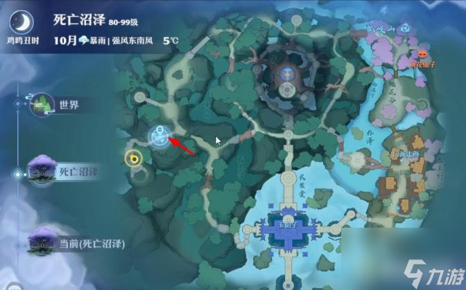 梦幻新诛仙的死亡沼泽探灵地图详细位置在哪？ （梦幻新诛仙探灵位置）