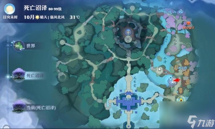 梦幻新诛仙的死亡沼泽探灵地图详细位置在哪？ （梦幻新诛仙探灵位置）