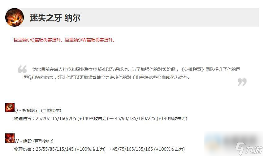 英雄联盟13.17版本正式服纳尔加强介绍