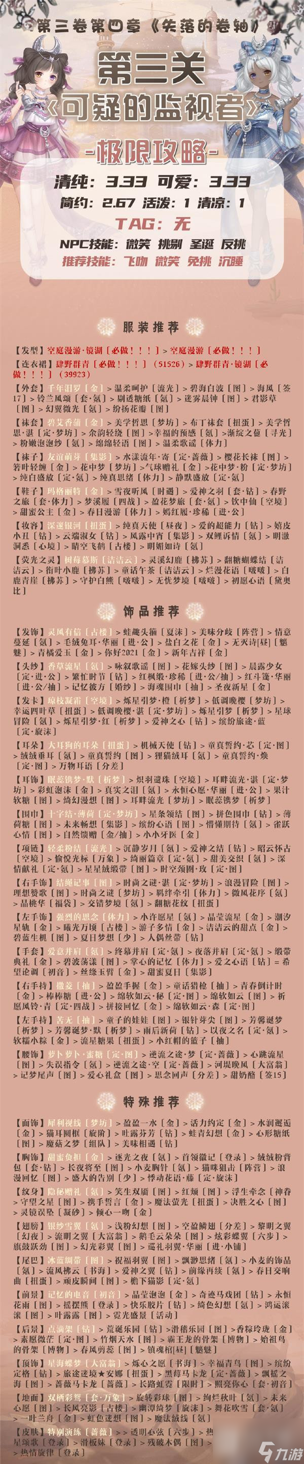 奇迹暖暖可疑的监视者高分搭配分享