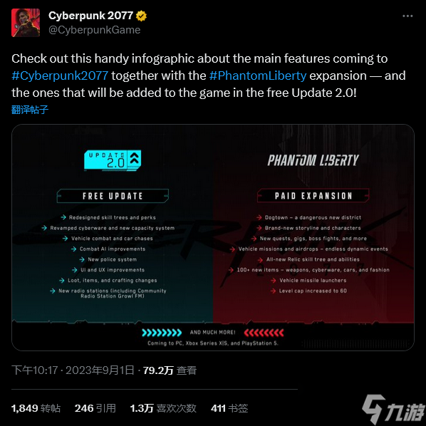 《赛博朋克2077》详解DLC发布时付费/免费更新内容