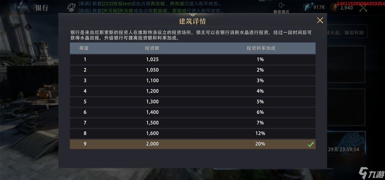 权力的游戏凛冬将至银行获得高额利率加成方法介绍