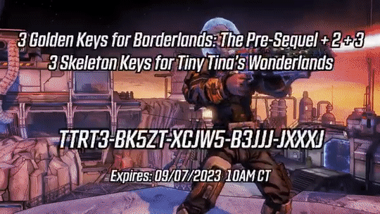 无主之地系列游戏2023年9月金钥匙钻石钥匙分享
