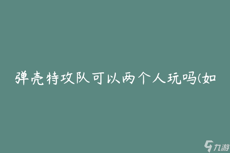 弹壳特攻队可以两个人玩吗(如何进行多人合作游戏模式)