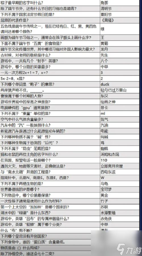 火源战纪最新益智答题答案汇总