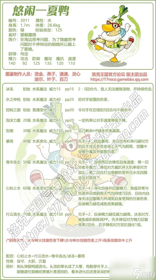 洛克王国悠闲一夏鸭配招推荐-悠闲一夏鸭技能怎么搭配