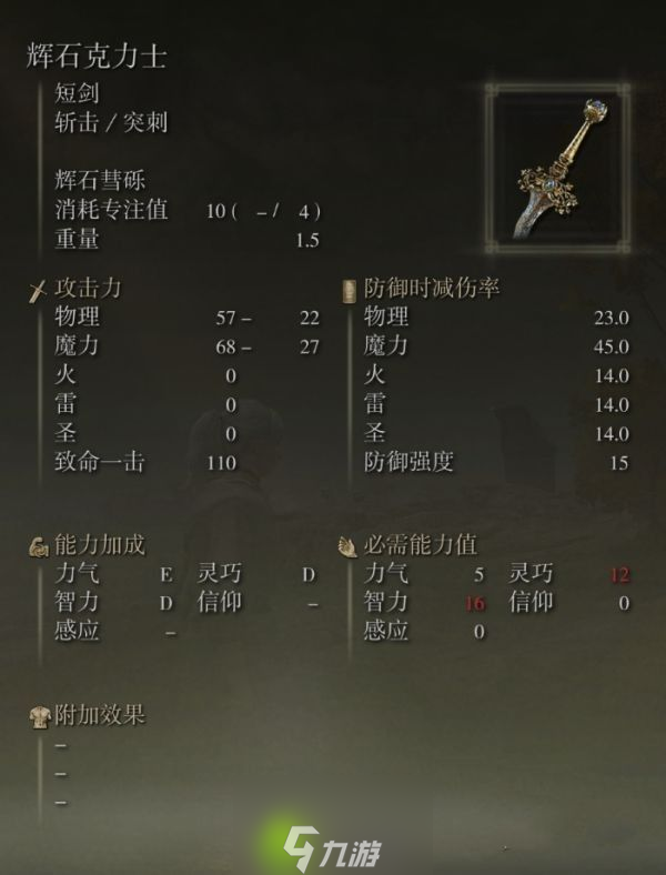 艾尔登法环辉石克力士什么属性-艾尔登法环辉石克力士属性面板介绍