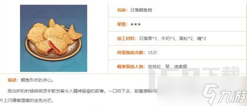 原神日落鲷鱼烧食谱怎么获得 原神日落鲷鱼烧食谱材料详解