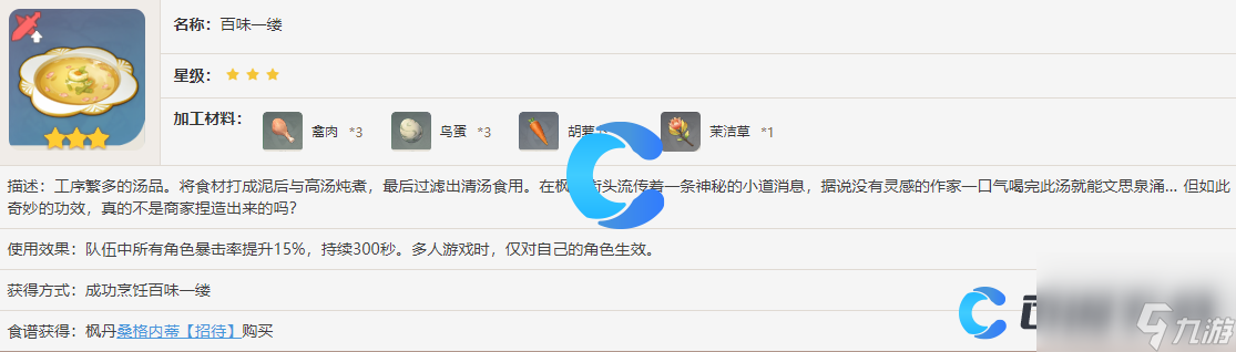 《原神》百味一缕食谱获得方法介绍