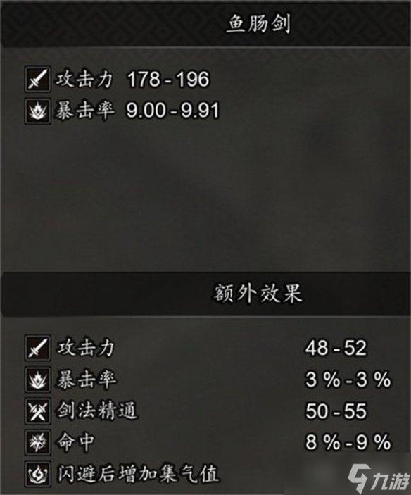 《逸剑风云决》鱼肠剑属性介绍