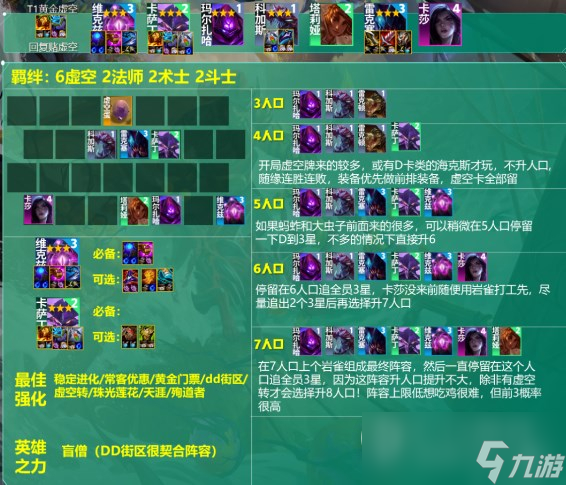 云顶之弈s9.5黄金虚空阵容玩法