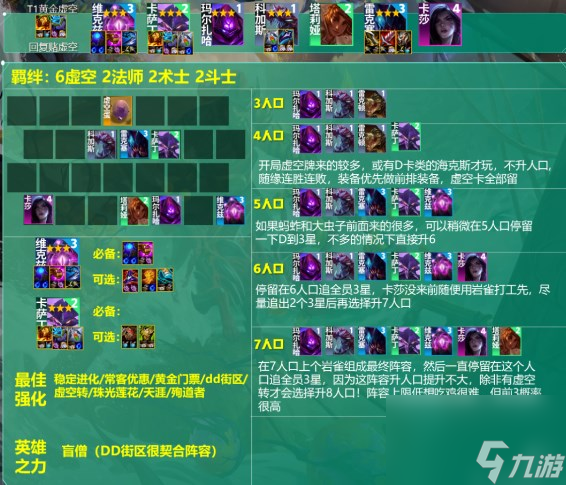 云顶之弈s9.5黄金虚空阵容怎么搭配