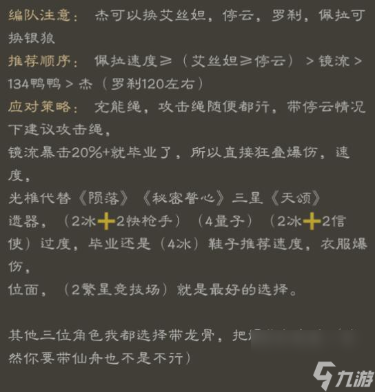 《崩坏：星穹铁道》镜流冰队阵容配置一览