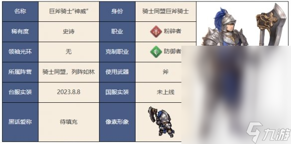 《铃兰之剑为这和平的世界》巨斧骑士神威角色介绍