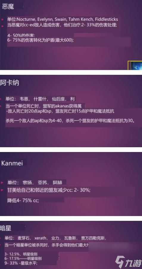 云顶之弈s6羁绊全览图高清：s6羁绊效果图一览