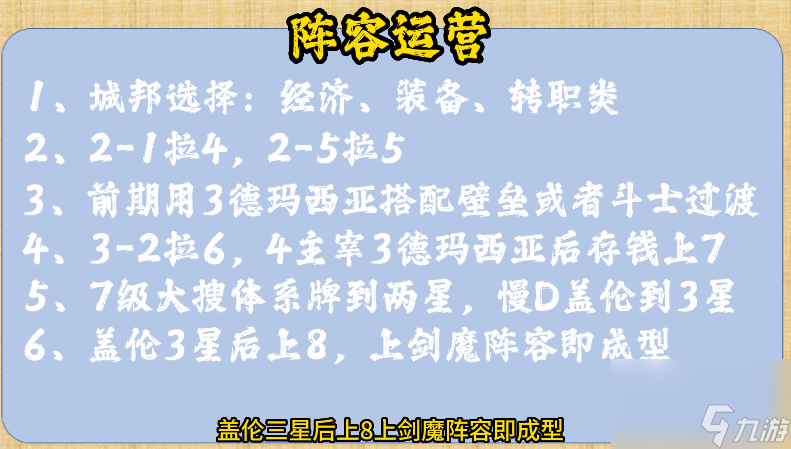 金铲铲s9德玛阵容推荐-主宰盖伦阵容搭配攻略 干货