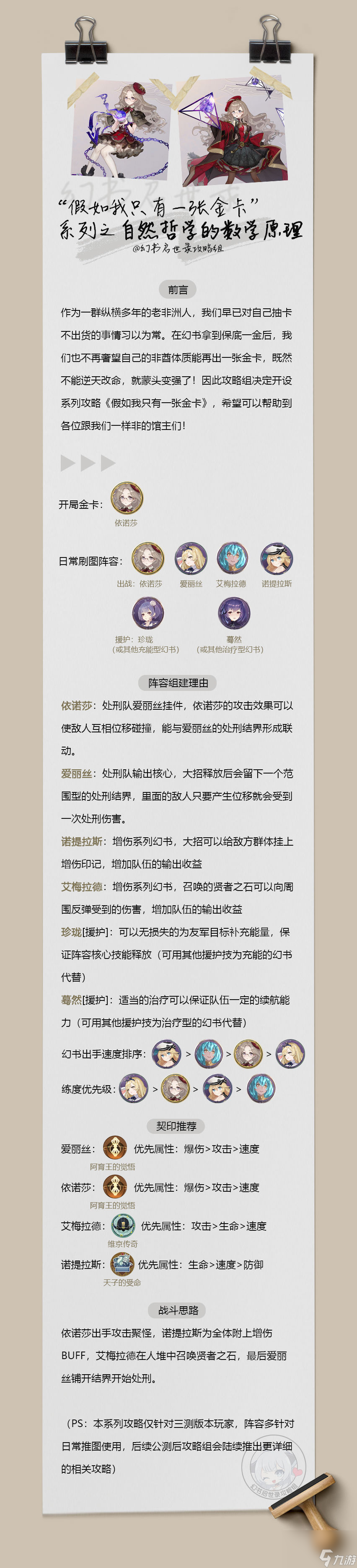 幻书启世录爱丽丝怎么样-爱丽丝技能契印搭配