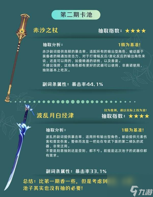原神4.2版本卡池角色和武器池的抽取分析建议