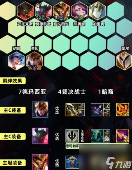 金铲铲之战S9.5德玛裁决铁男阵容装备怎么搭配