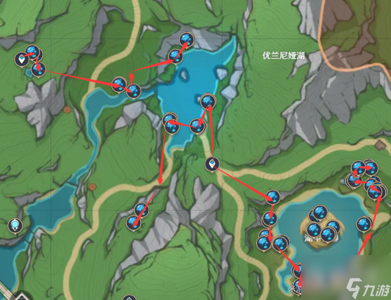 原神4.2湖光铃兰快速收集路线图介绍